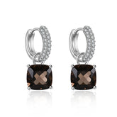 Natural Colourful Gemstone Square Silver Drop Earrings for Women